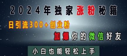 独家涨粉秘籍，日引流300+创业粉，加爆你的微信好友，小白也能轻松上手-柏焕网-专注分享网络赚钱-创业副业项目-源码和软件分享