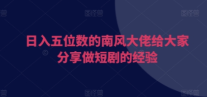 日入五位数的南风大佬给大家分享做短剧的经验-柏焕网-专注分享网络赚钱-创业副业项目-源码和软件分享