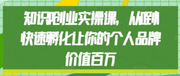 知识IP创业实操课，从0到1快速孵化让你的个人品牌价值百万-柏焕网-专注分享网络赚钱-创业副业项目-源码和软件分享