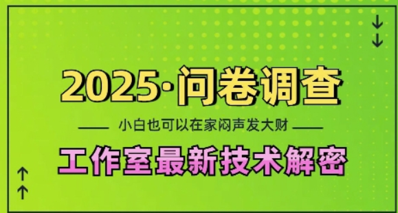 2025问卷调查最新工作室技术解密：一个人在家也可以闷声发大财，小白一天2张，可矩阵放大-柏焕网-专注分享网络赚钱-创业副业项目-源码和软件分享