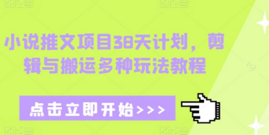 小说推文项目38天计划，剪辑与搬运多种玩法教程-柏焕网-专注分享网络赚钱-创业副业项目-源码和软件分享