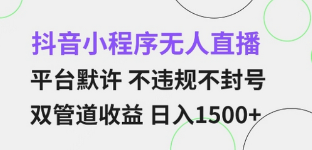 抖音小程序无人直播 平台默许 不违规不封号 双管道收益 日入多张 小白也能轻松操作-柏焕网-专注分享网络赚钱-创业副业项目-源码和软件分享