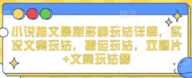 小说推文最新多种玩法详解，实况文案玩法，搬运玩法，双图片+文案玩法等-柏焕网-专注分享网络赚钱-创业副业项目-源码和软件分享