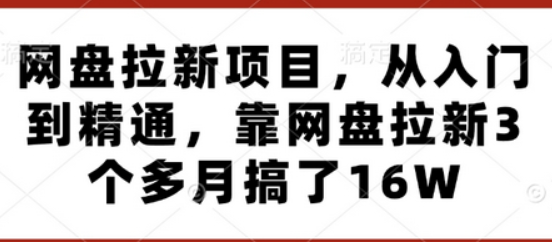 网盘拉新项目，从入门到精通，靠网盘拉新3个多月搞了16W-柏焕网-专注分享网络赚钱-创业副业项目-源码和软件分享